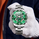 OLEVS 6715 Automatic Watches for Men Skeleton Self Winding Mechanical Fashion Dress Chronograph Moon Phase Stainless Steel Waterproof Luminous Mens Wrist Watches Gift Reloj Para Hombre