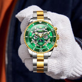 OLEVS 6715 Automatic Watches for Men Skeleton Self Winding Mechanical Fashion Dress Chronograph Moon Phase Stainless Steel Waterproof Luminous Mens Wrist Watches Gift Reloj Para Hombre