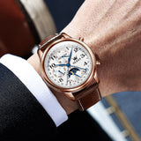 Brown Strap-White Dial Rose gold Trim