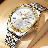 OLEVS 5593 Men's Quartz Watch, Elegant Design with Sub-Dial, Calendar Display, Perfect for Dates and Multiple Occasions