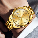 OLEVS Watches for Men with Date Luxury Male Waterproof Men Wrist Watch Analog Dress Quartz Stainless Steel Watch Luminous Calendar Men Watch Reloj para