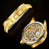 OUPINKE 3176 Men's Luxury Gold-Tone Dragon Tourbillon Dress Watch