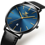OLEVS  5869 Watches for Men Minimalist Ultra Thin Fashion Casual Analog Quartz Date Watch Waterproof Slim Simple Big Face Dress Mens Wrist Watches with Retro Leather Band for Men Reloj para Hombre