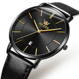 OLEVS  5869 Watches for Men Minimalist Ultra Thin Fashion Casual Analog Quartz Date Watch Waterproof Slim Simple Big Face Dress Mens Wrist Watches with Retro Leather Band for Men Reloj para Hombre