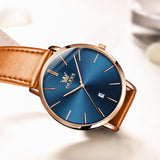 OLEVS  5869 Watches for Men Minimalist Ultra Thin Fashion Casual Analog Quartz Date Watch Waterproof Slim Simple Big Face Dress Mens Wrist Watches with Retro Leather Band for Men Reloj para Hombre