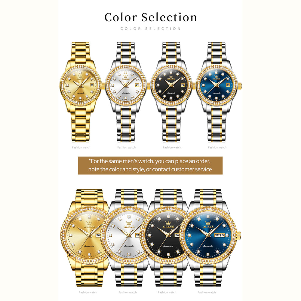 Two Tone Strap-Blue Dial Gold Trim