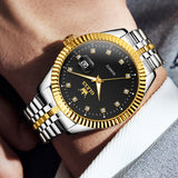 OLEVS Watches for Men with Date Luxury Male Waterproof Men Wrist Watch Analog Dress Quartz Stainless Steel Watch Luminous Calendar Men Watch Reloj para