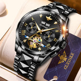 OUPINKE 3186Self Winding Black Watches for Men Luxury Business Dress Mens Watch Reloj Para Hombre