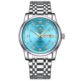 OLEVS 5513 Mens Watch Diamond Stainless Steel Waterproof Watches for Men