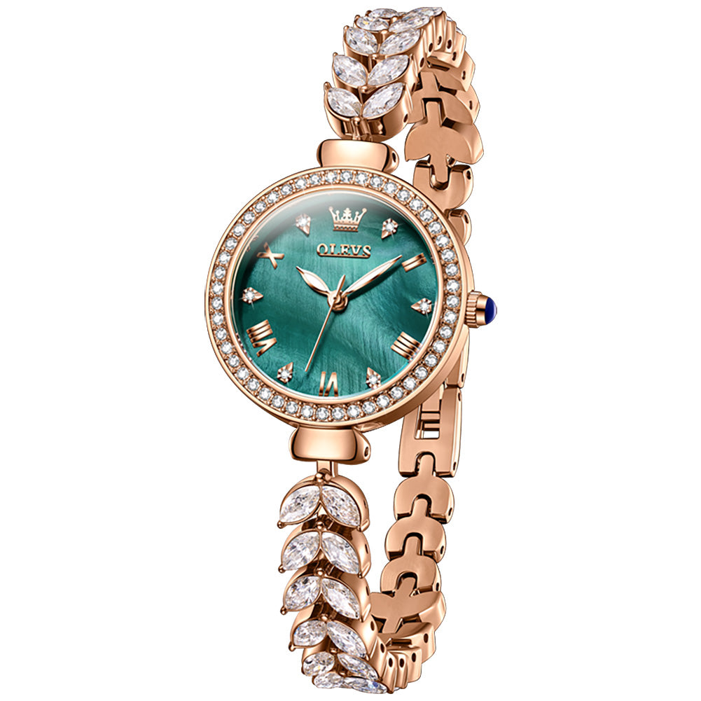 Rose Strap-Green Dial Rose gold Trim