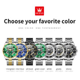OLEVS 6715 Automatic Watches for Men Skeleton Self Winding Mechanical Fashion Dress Chronograph Moon Phase Stainless Steel Waterproof Luminous Mens Wrist Watches Gift Reloj Para Hombre