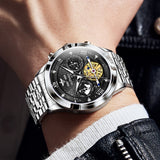 OUPINKE 3255 Self Winding Black Watches for Men Luxury Business Dress Mens Watch Reloj Para Hombre