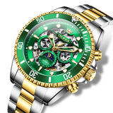 OLEVS 6715 Automatic Watches for Men Skeleton Self Winding Mechanical Fashion Dress Chronograph Moon Phase Stainless Steel Waterproof Luminous Mens Wrist Watches Gift Reloj Para Hombre