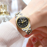 Two Tone Strap-Black Dial Gold Trim