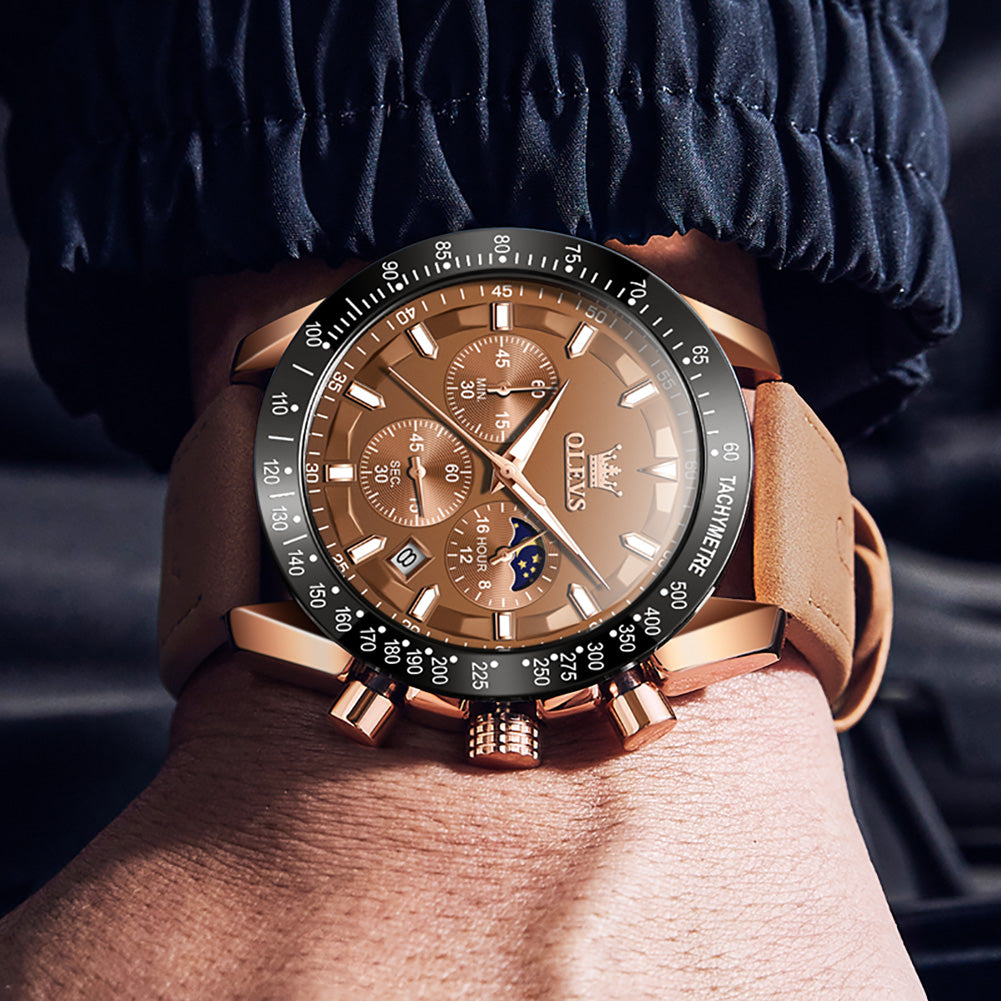 Brown Strap-Rose case black dial brown bezel