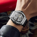 OLEVS 6021 Automatic Men's Watches Skeleton Dragon Mechanical Self-Winding Fashion Business Dress Stainless Steel Waterproof Luminous Wrist Watches for Men Gold Rose
