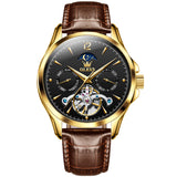 Brown Strap-Black Dial Gold Trim