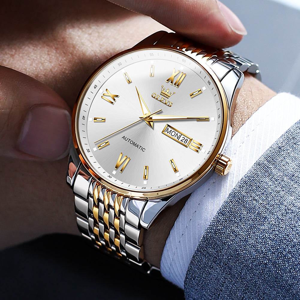 Two Tone Strap-White Dial Gold Trim