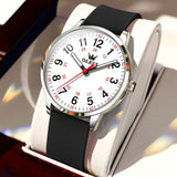 Black Strap-White Dial Silver Trim