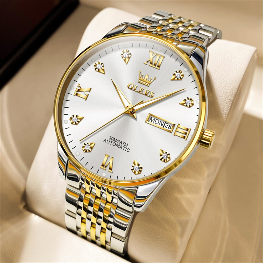 Two Tone Strap-White Dial Gold Trim