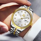OLEVS Watches for Men with Date Luxury Male Waterproof Men Wrist Watch Analog Dress Quartz Stainless Steel Watch Luminous Calendar Men Watch Reloj para