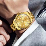 OLEVS 5593 Men's Quartz Watch, Elegant Design with Sub-Dial, Calendar Display, Perfect for Dates and Multiple Occasions