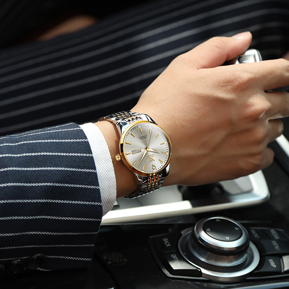 Two Tone Strap-Grey Dial Gold Trim