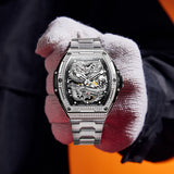 OLEVS 6021 Automatic Men's Watches Skeleton Dragon Mechanical Self-Winding Fashion Business Dress Stainless Steel Waterproof Luminous Wrist Watches for Men Gold Rose