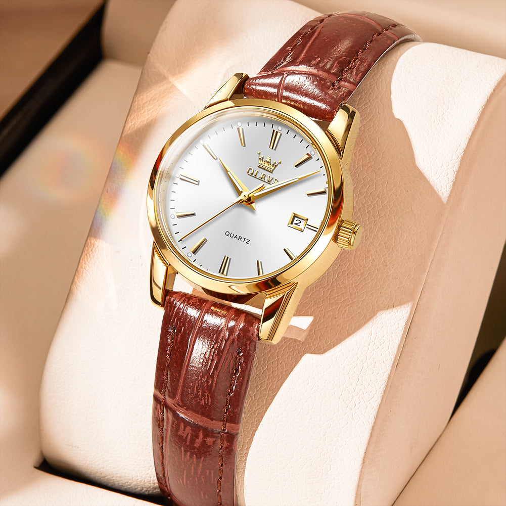 OLEVS Watches for Woman 6898 Golden White