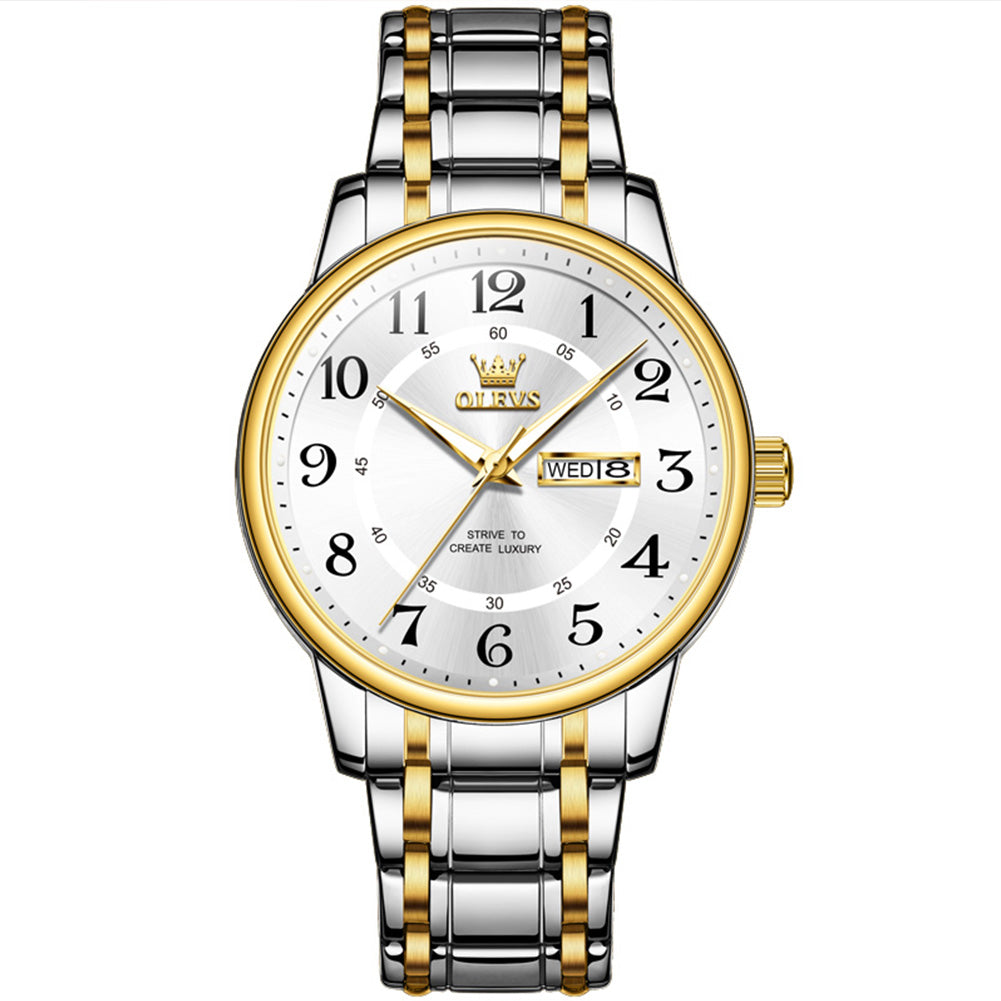 Two Tone Strap-White Dial Gold Trim