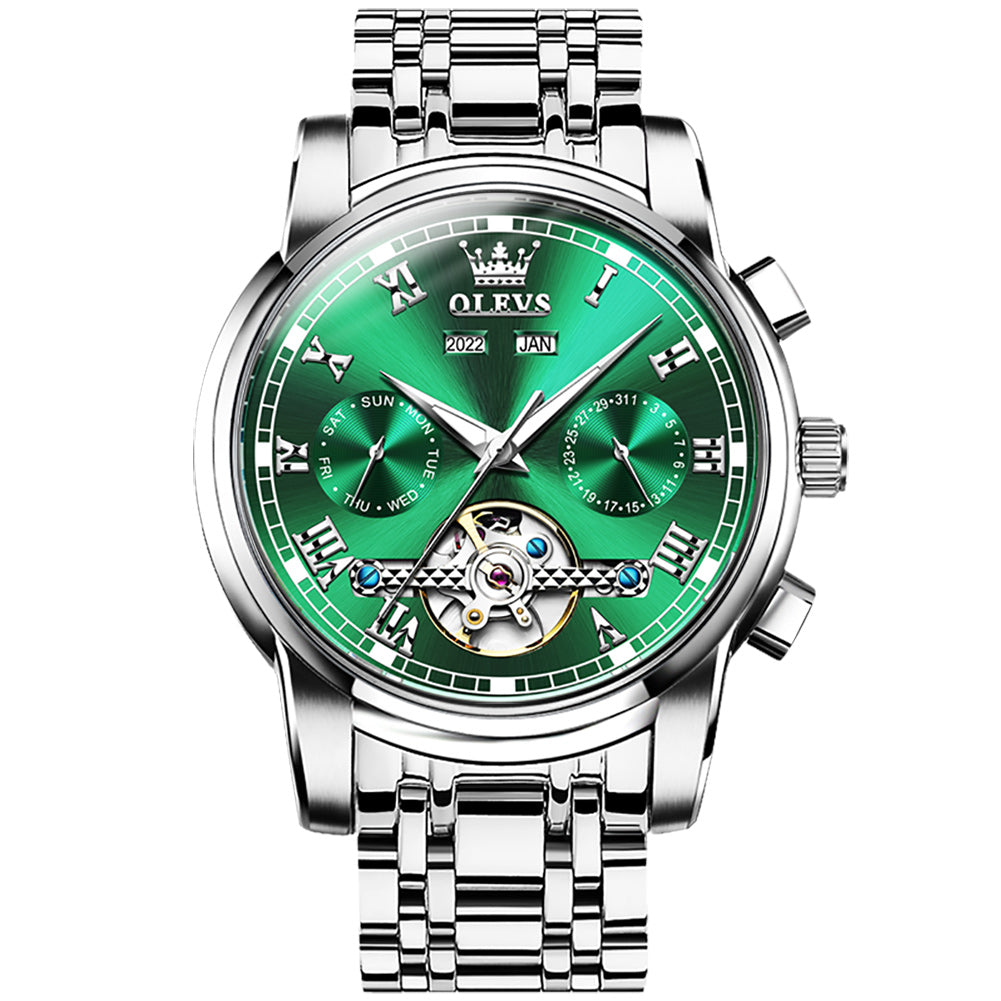 Silver Strap - Green Dial Silver Trim