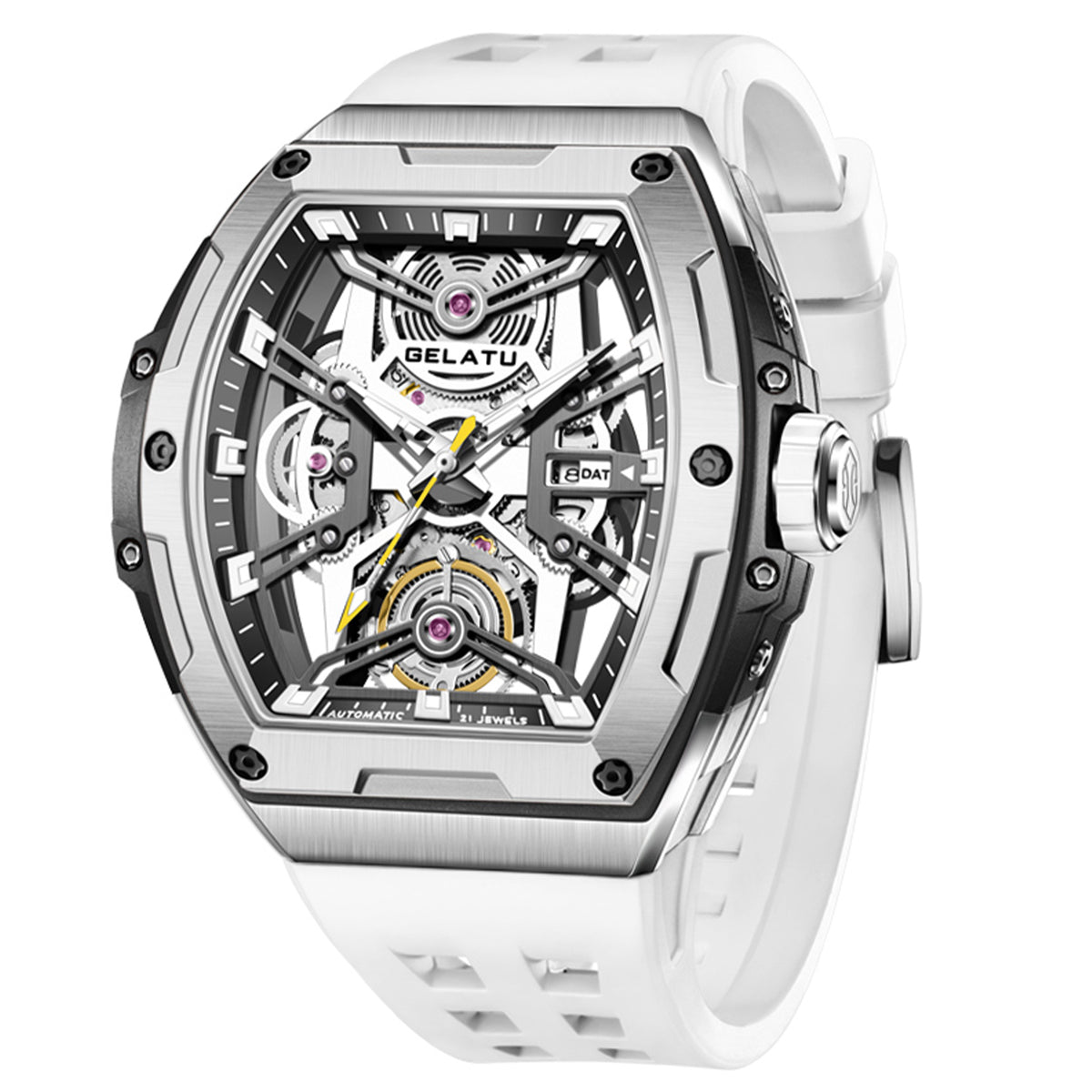 Men Automatic Sports Watch Original Skeleton Mechanical Self Winding Luxury Dress Sapphire Crystal Waterproof Wrist Watch for Men 6012
