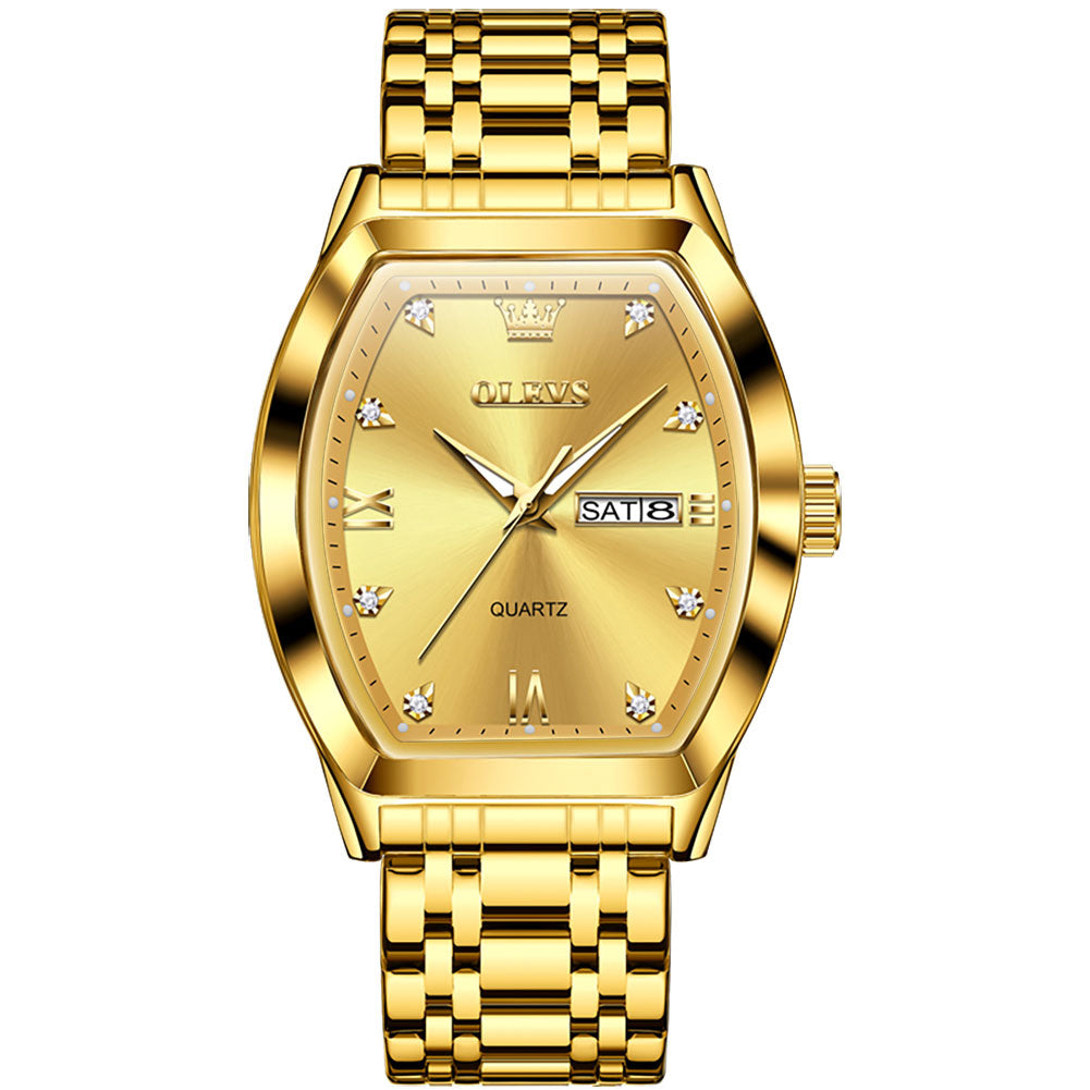 OLEVS 5528 Gold Watch Men Dress Diamond Tonneau Big Face Men Wrist Wat