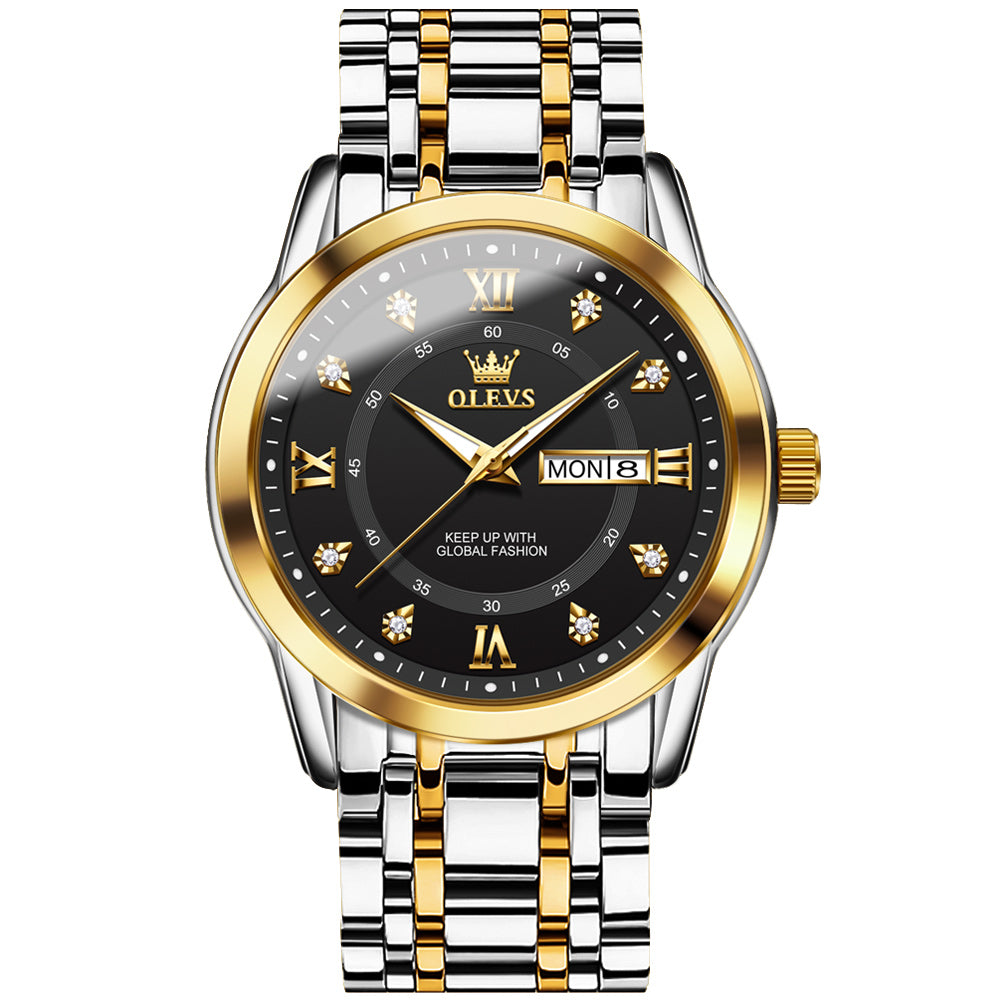 Two Tone Strap - Black Dial Gold Trim