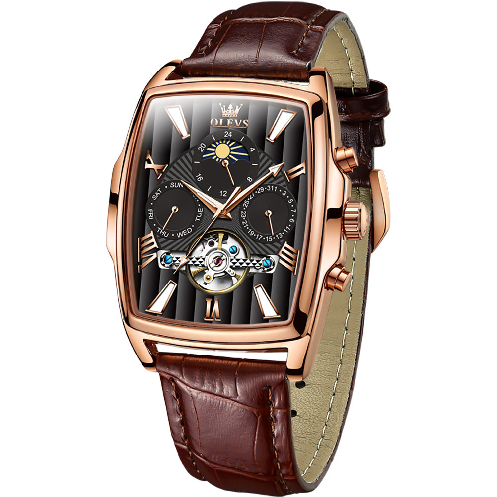 Brown Strap - Black Dial Rose Trim