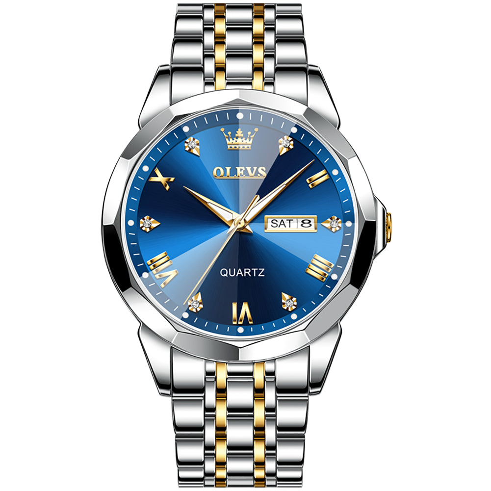 Two Tone Strap - Blue Dial Gold Trim