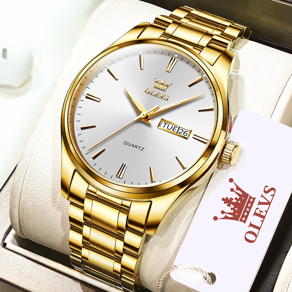 OLEVS Watches for Man 6898 Golden White
