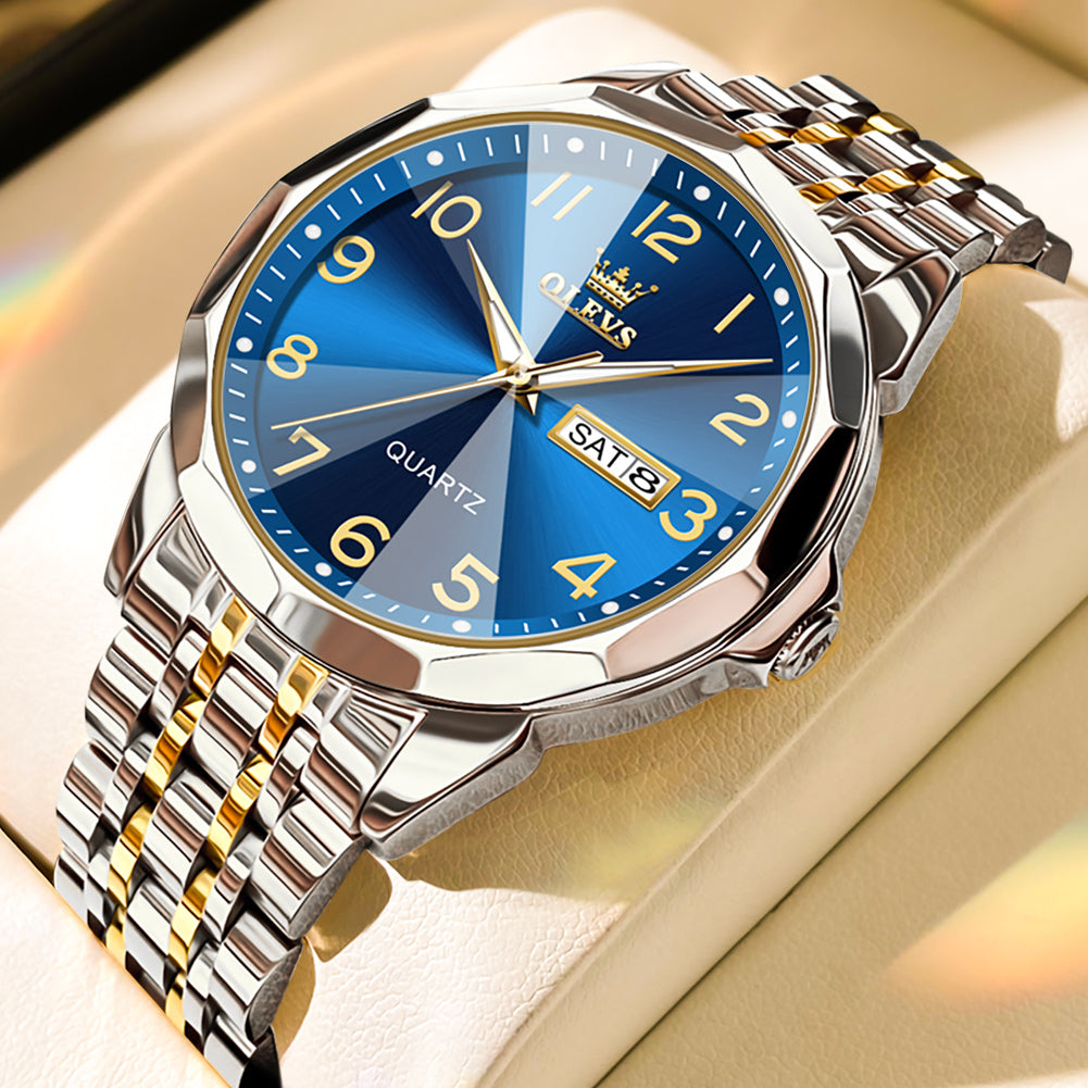 OLEVS Watches for Man 9970 Golden Blue