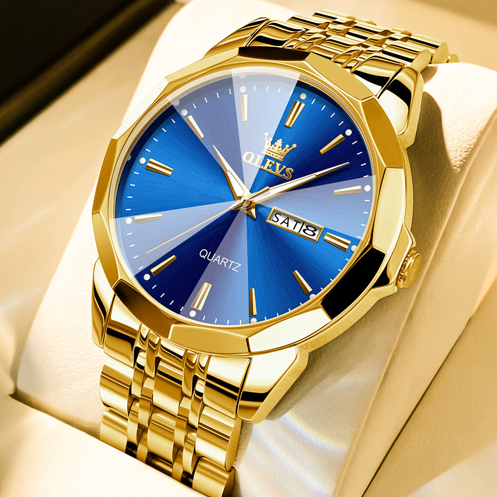 OLEVS Watches for Man 3615 Golden Blue -QJ