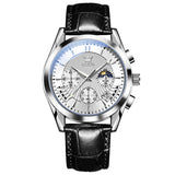 Black Strap-White Dial Silver Trim