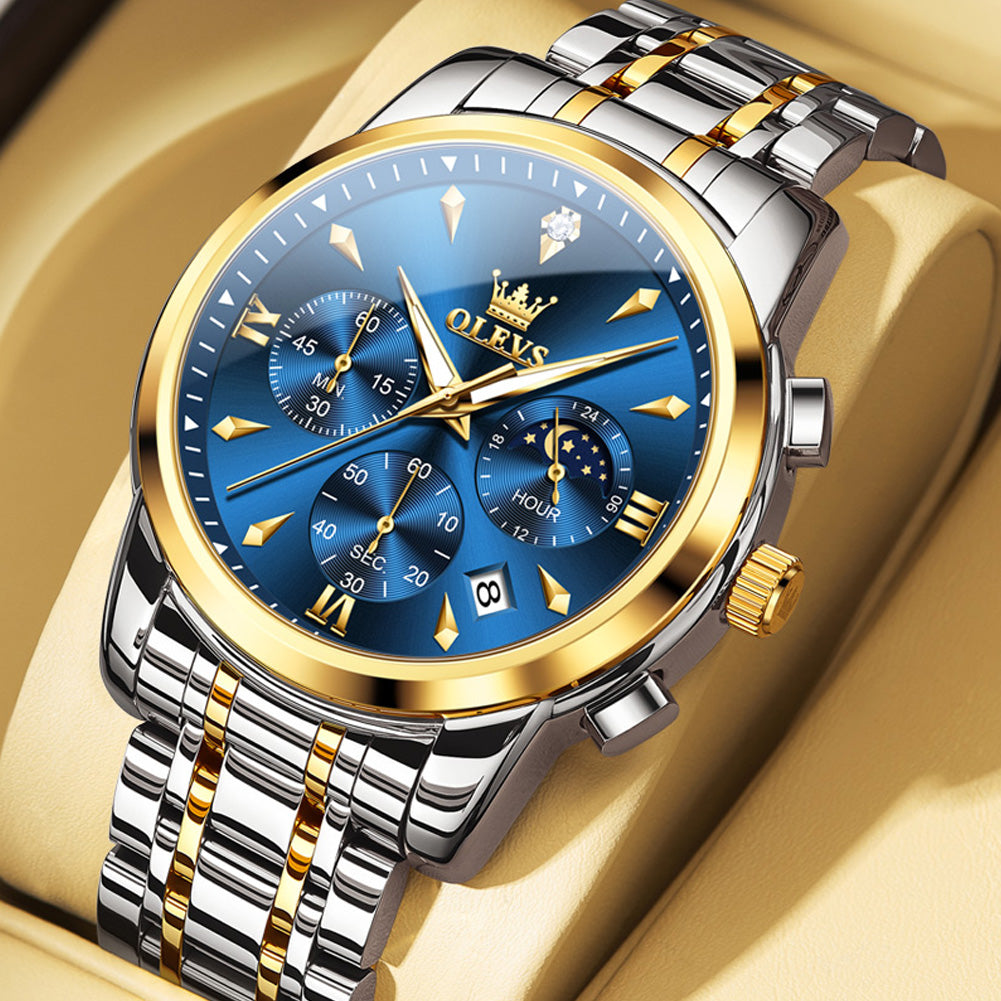 OLEVS Watches for Man 3639 Golden Blue