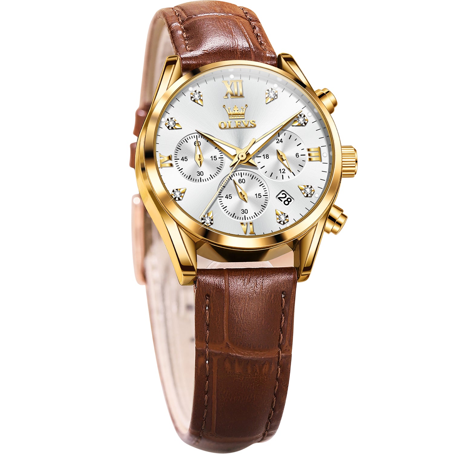 Brown Strap - White Dial Gold Trim