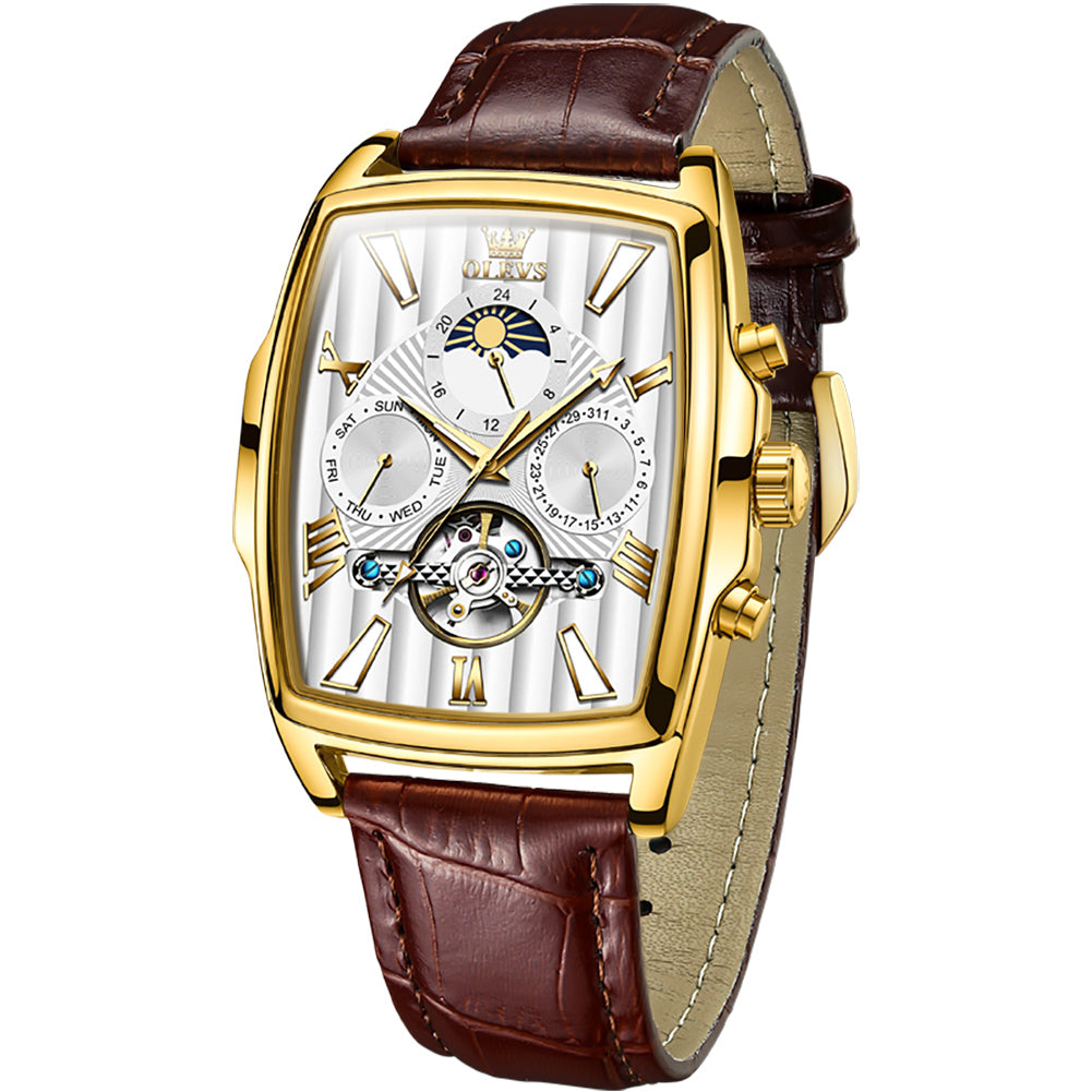 Brown Strap - White Dial Gold Trim