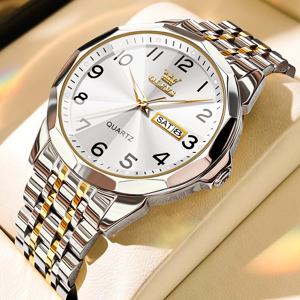 OLEVS Watches for Man 9970 Golden White