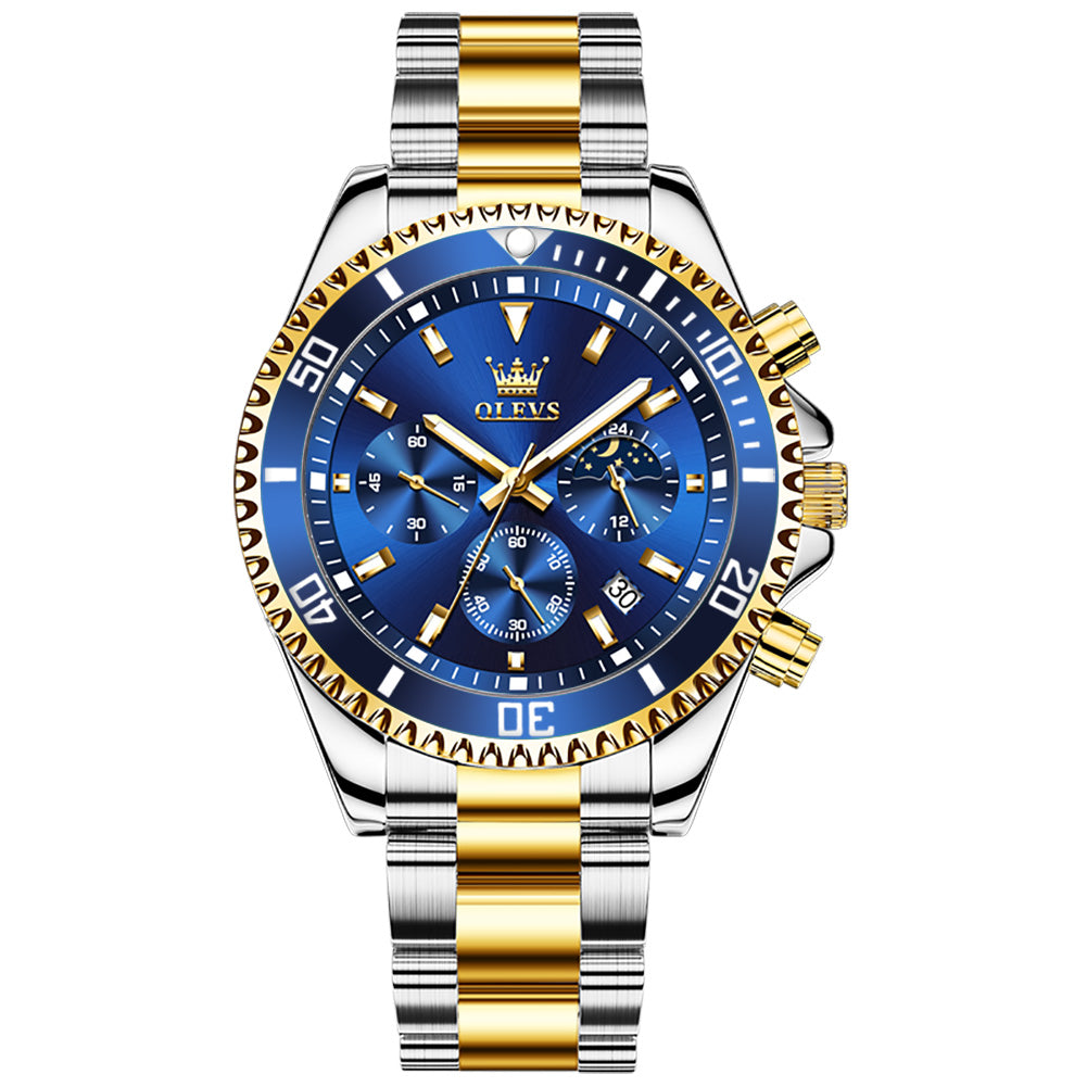 Two Tone Strap - Blue Dial Gold Trim