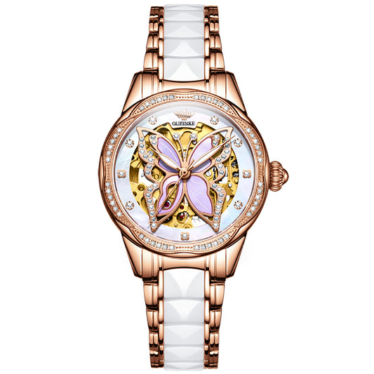 OLEVS Women's Diamond Watches Automatic Mechanical Self-Winding Elegant Luxury Waterproof Wrist Watch for Ladies