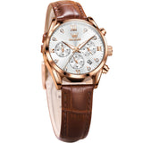 Brown Strap - White Dial Rose Trim