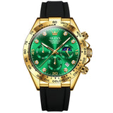 Black Strap - Green Dial Gold Trim