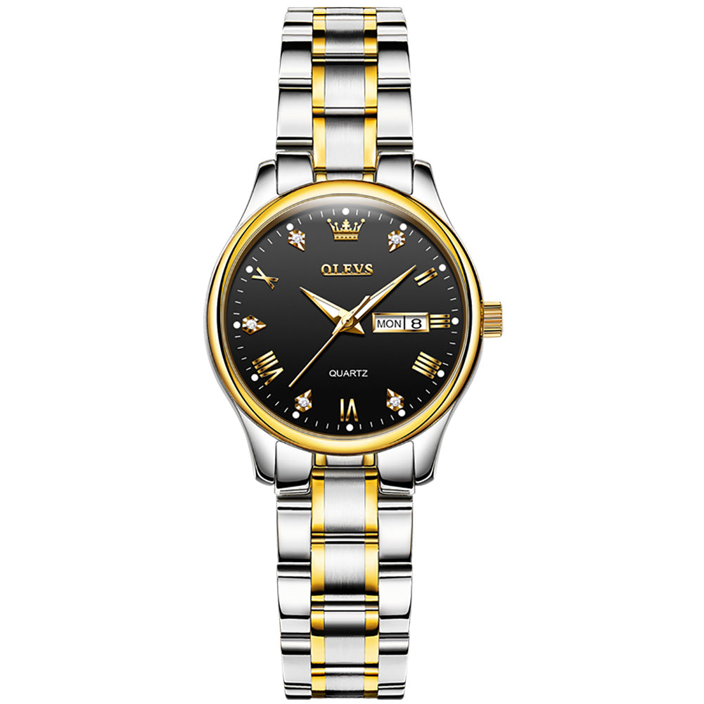 Two Tone Strap - Black Dial Gold Trim