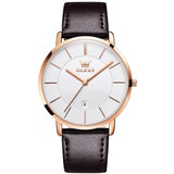 OLEVS  5869 Watches for Men Minimalist Ultra Thin Fashion Casual Analog Quartz Date Watch Waterproof Slim Simple Big Face Dress Mens Wrist Watches with Retro Leather Band for Men Reloj para Hombre